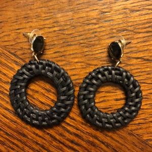 LOFT Black Wicker hoop earrings
